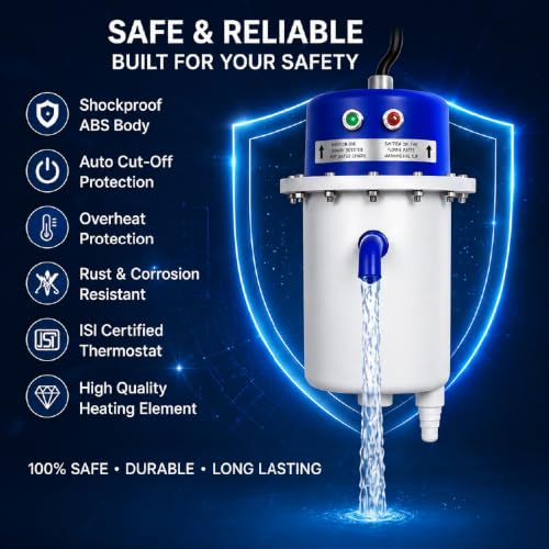Image of Seltix Instant Water Heater 1 Litre 3KW | Portable Mini Instant Electric Geyser | Copper Heating Element | Shockproof ABS Body | Auto Cut-Off Safety | Wall Mount Water Heater for Bathroom, Kitchen