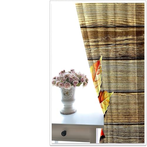 Juego de cortinas de cocina Bishilin, paneles texturizados con estampado de hojas y madera 4