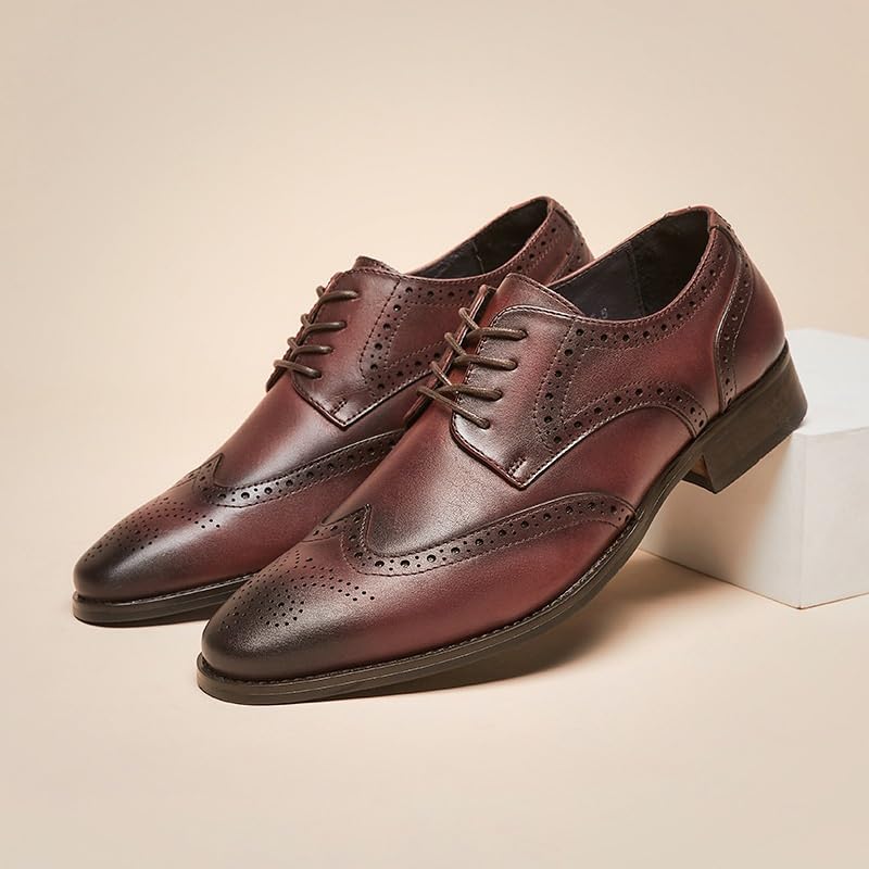Men's British-Style Pointed Toe Breathable Hole Design Business Formal Derby Shoes Casual Breathable Comfortable Suitable for Wedding Office3