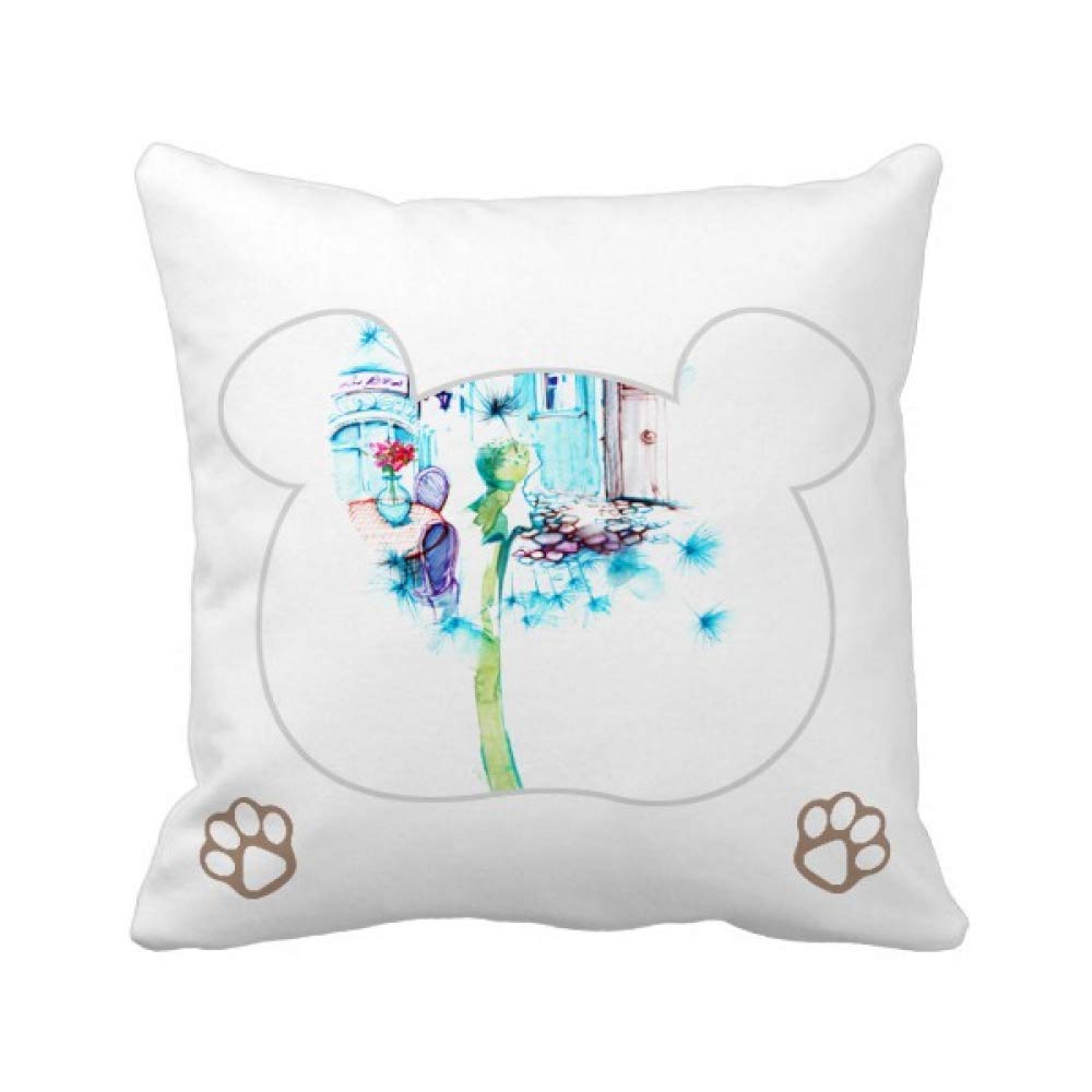 Housse de coussin carrée pissenlit pour embellir un fauteuil de lecture