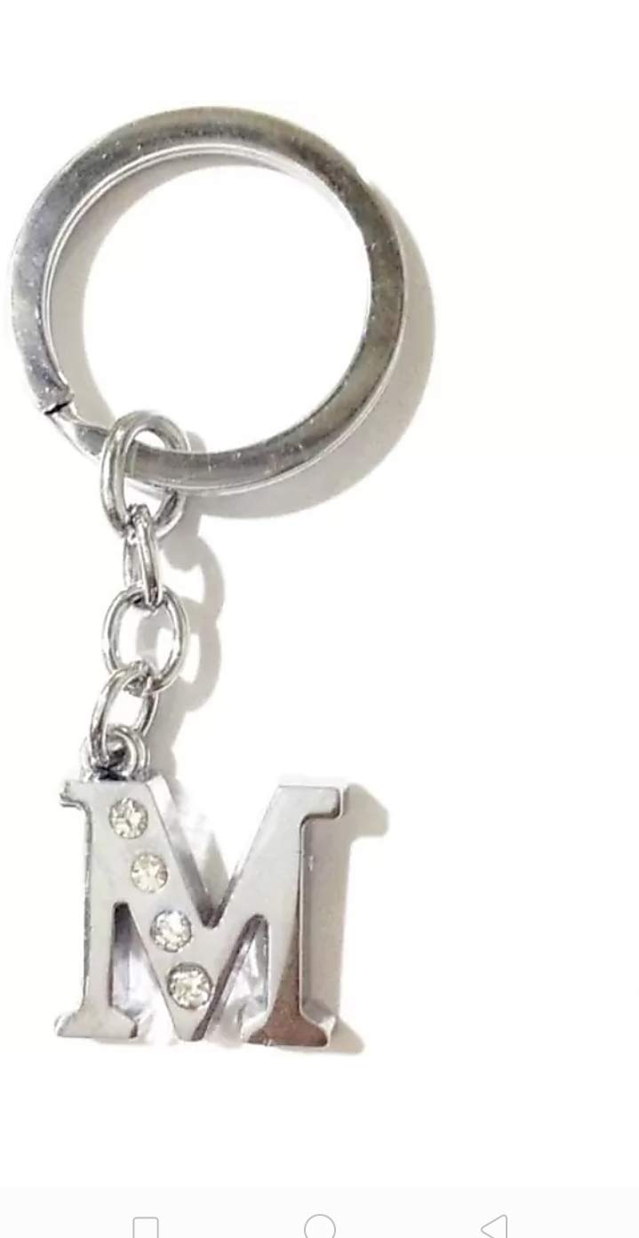 India Fashion Export Full mattle and Diamond Prime Keychain alphabate Letter M with Free Holder Fancy Key Chain