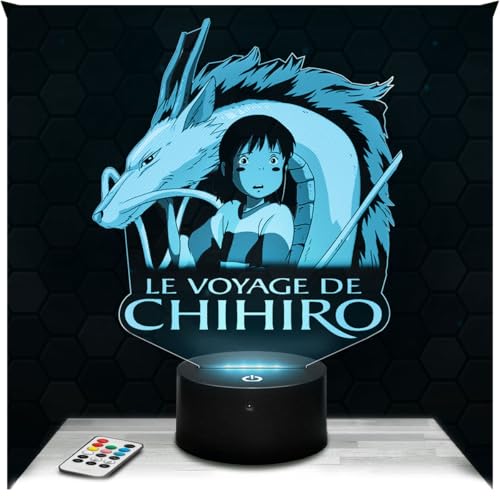 Lámpara de mesilla de noche, luz nocturna táctil Manga - Chihiro et Haku lámpara LED ilusión 3D, idea de regalo para niños y niñas, Navidad, lámpara de mesilla de noche para niños o adultos.