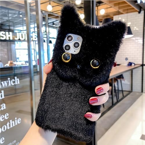 Image of Kraptick iPhone 16 Pro Case - Cute Animal Fur Design Phone Case - Thermoplastic Material Mobile Cover, Durable Protective Phone Cover, Stylish & Lightweight Apple Cover -(Black)