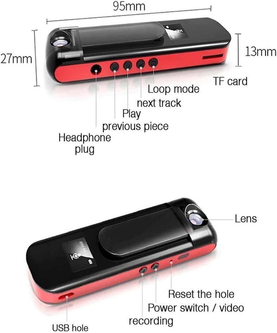 Mini registratore vocale for conferenze, riunioni e dispositivo di registrazione di nastri audio digitali di classe con microfono sensibile e riproduzione MP3(Red)