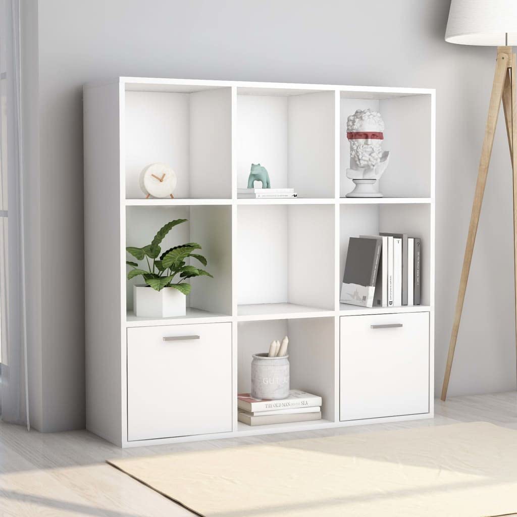 Libreria con spazio di archiviazione, pratica libreria, organizzatore cubo, libreria bianca, 98 x 30 x 98 cm, materiale in legno, adatto per soggiorno, camera da letto, studio, ufficio