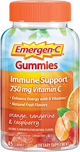 Emergen-C Gummies (Orange, Tangerine and Raspberry Flavors) Dietary Supplement with 500 mg Vitamin C Per Serving, Gluten Free (Gummies, Orange Tangerine and Raspberry, 90 Count)