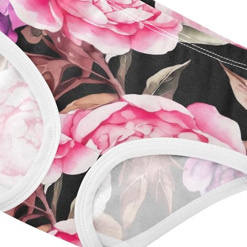 Toddler Girls Underwear 2t Cotton Panties Little Girl Personalized Briefs Kids Undies Watercolor Pink Purple Peonies4