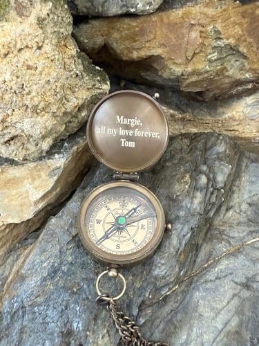 Brújula grabada personalizada con caja de recuerdo de madera - mensaje personalizado - regalo único para él o ella, aniversarios, bodas y más miniatura 6