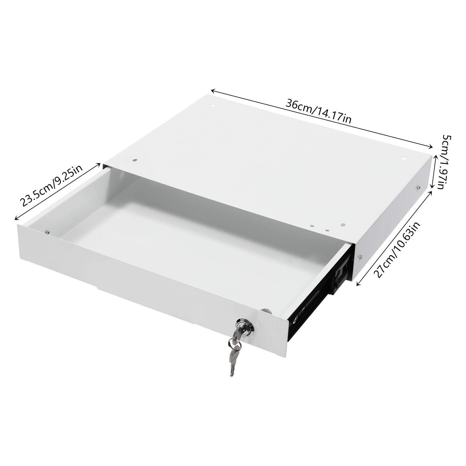 Organizador de Literatura con cajón bajo el Escritorio y Cerradura, 36,8 x 27,6 x 5 cm. Cajones extraíbles para Debajo del Escritorio. Organizador de Almacenamiento Deslizante con