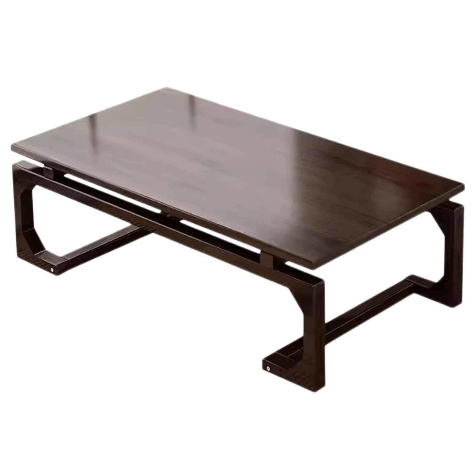 Table basse en bois massif pour baie vitrée gain de place malin