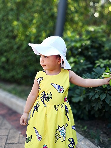 ThunderCloud Baby 50+ UPF Protective Wide Brim Sun Hat,White,12-24 Months