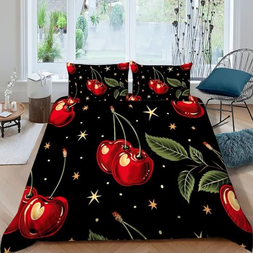Housse de couette microfibre cerise rouge super king parure de lit de luxe - 3