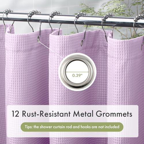 Image of AmazerBath Light Purple Shower Curtain Waffle Textured, Lavender Shower Curtain Fabric Thick Heavy Duty 240GSM, Hotel Quality Bathroom Shower Curtains, Premium Polyester, 72 x 72 Inches
