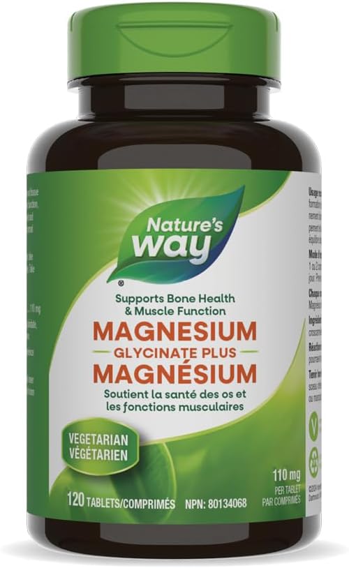 Natureās Way Magnesium Glycinate Plus ā Supports Bone Health, Heart & Muscle Function ā 110 mg Magnesium Bisglycinate & Malate ā 120 Vegetarian Tablets