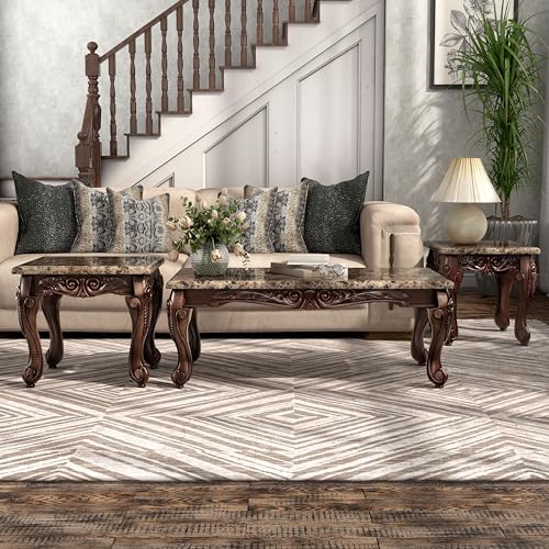 Furniture Of America IDF-4487-3PK Beltran 3-Piece Traditional Faux Marble Top Accent Tables Set thumb #9