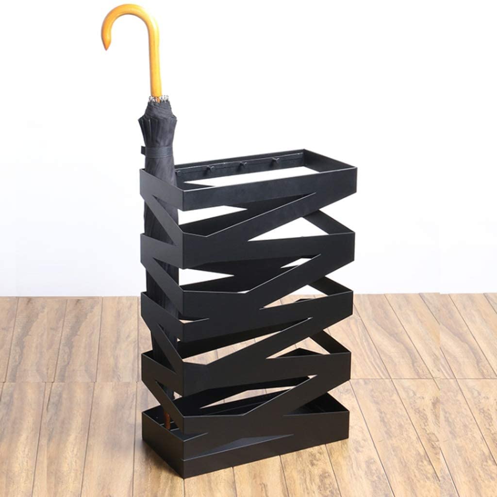 Resistente DiseñO Bastidores De Soporte De Paraguas De Metal, Soporte De Paraguas De Alta Capacidad Dorado for Bastones Bastones, Estante De Almacenamiento De Oficina En Casa Alta Durabilidad(B-black)