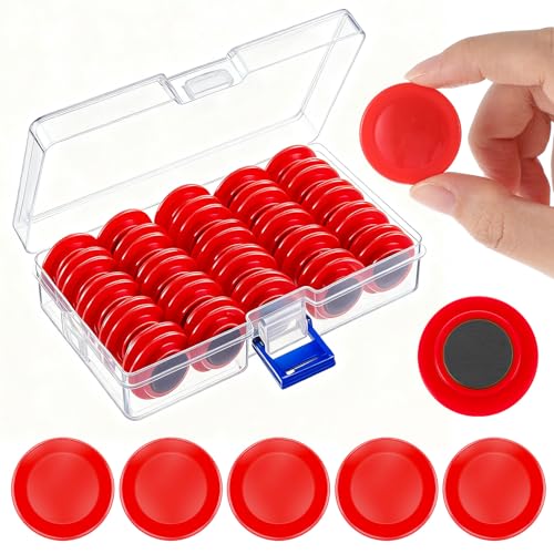 Outus 45 Pieces Clear Round Whiteboard Magnets 3 Cm, Red