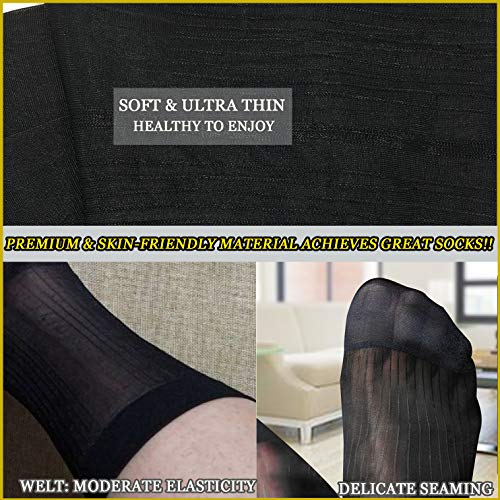 Uaussi 10 Pairs Mens Ultra Thin Dress Socks Silk Sheer Business Socks Soft Nylon Work Trouser Sox Mid Calf3