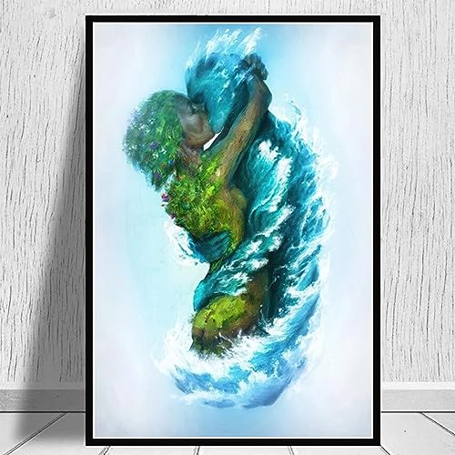 Amoureux baiser peinture abstraite sur toile pour une ambiance romantique unique