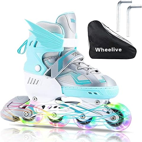 Wheelive Adjustable Inline Skates, Kids Inline Roller Skates Blades with Light Up Wheels Beginner Skates with Adjustable Size for Girls Boys Teens Cover