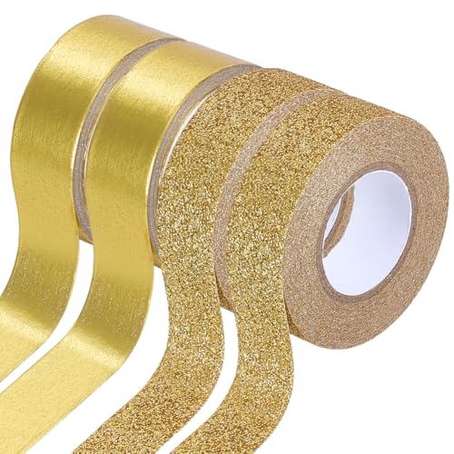 GORGECRAFT Ruban Adhésif Décoratif Washi Métallisé Doré 20 m X 15mm Ruban Décoratif Brillant Ruban de Masquage en Papier Ruban Adhésif pour Scrapbooking...