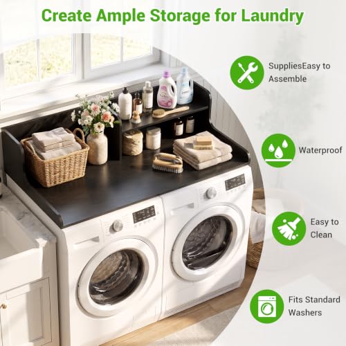 Aheaplus Washer Dryer Countertop with 2-Tier Storage Shelf, Black by Aheaplus - Used condition - Image 4