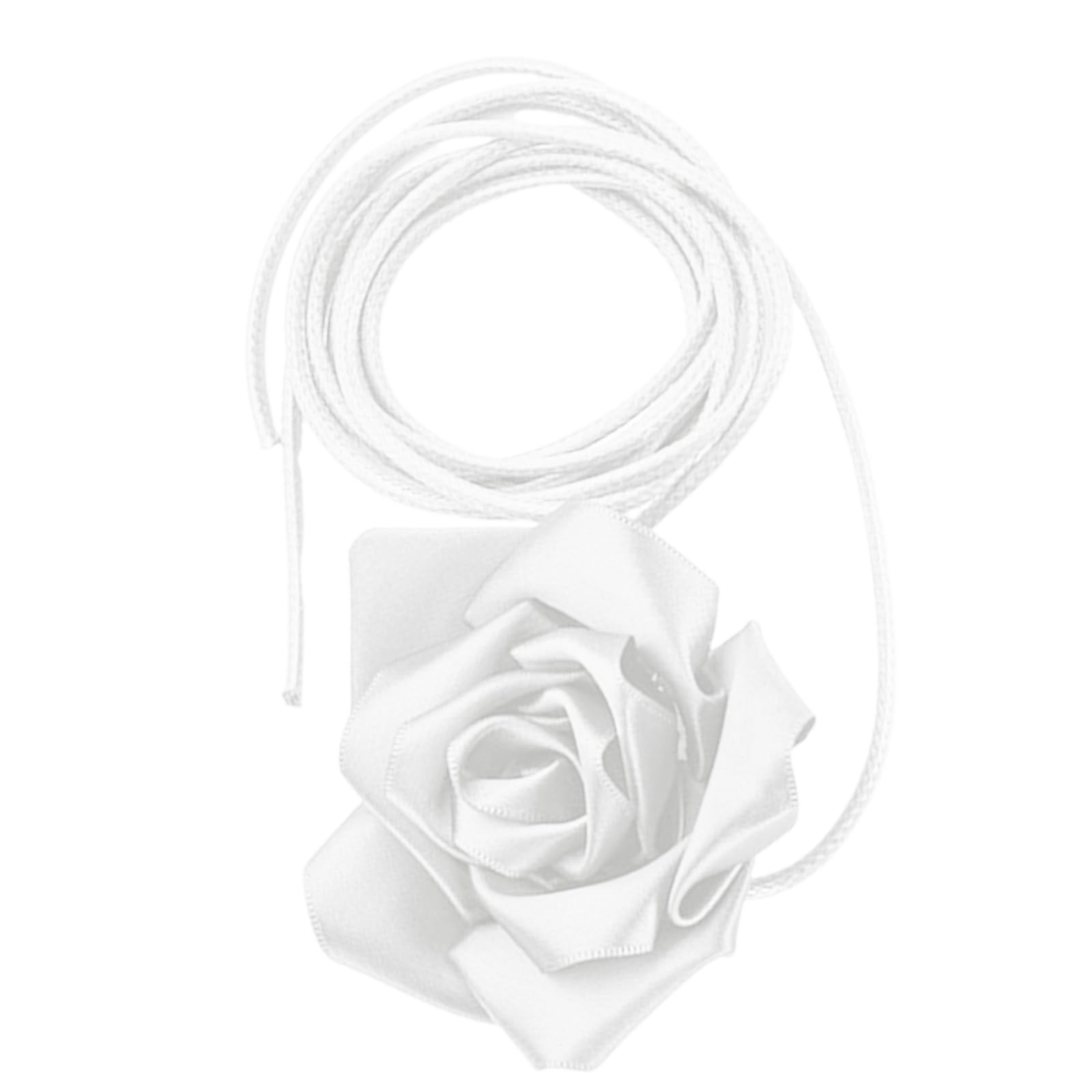 yanwuwa Ribbon Ribbon Belt Long Necklace Adjustable Waist Strap with Rose Floral Accent for Women Lady Special Event Luxury Fabric Waist Belt