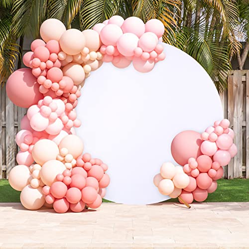 Image of White Round Backdrop Cover 7.2ft Balloon Arch Cover Circle Birthday Photo Photography Background for Party Baby Shower Wedding Decor