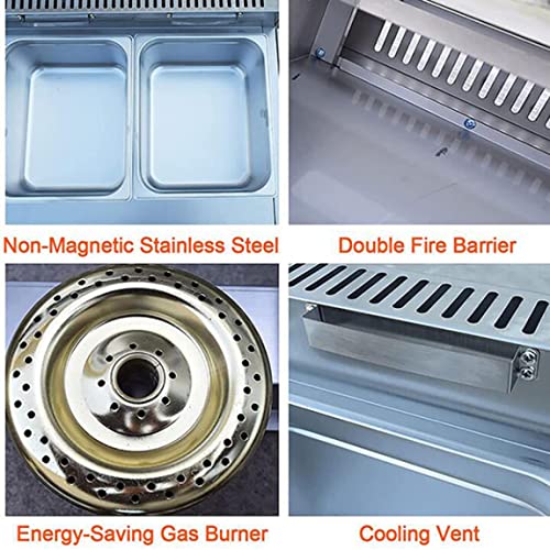 Edelstahl Fritteuse,6L/12L Gas Fritteuse, Edelstahl Fett Friteuse mit abnehmbarem Korb, Chip Friteusen einstellbare Feuerkraft für zu Hause und gewerblich,6L+6L+6L – Bild 7