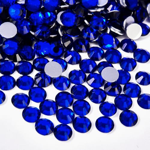 Image of 1440pcs Nail Gems and Rhinestones Embellishments Flat Back Rhinestones for Bedazzling Sparkles for Crafts Tooth Gem Kit 0.18 inch 4.8mm SS20 Cobalt Blue