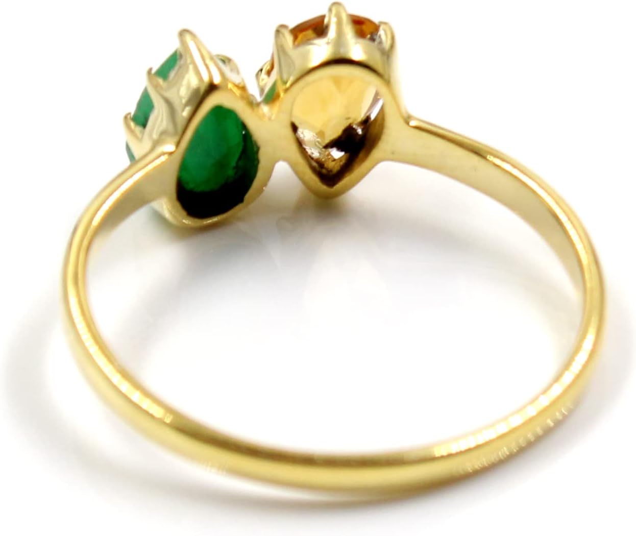 Emerald Ring,Yellow Citrine Prong Setting Ring,Solid 925 Sterling Silver Jewelry,Anniversary Gift Ring,Wedding Gift,Two Stone Proposal Ring,