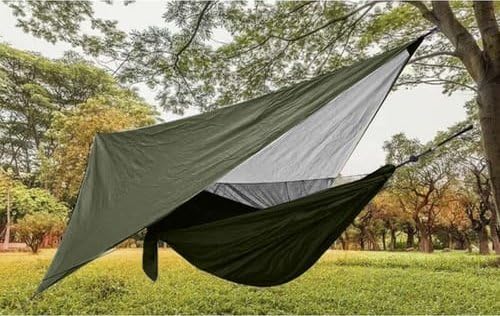 Trizand hamac avec moustiquaire hamacs hamac Outdoor – Double pour Camping, Trekking et bushcraft – imperméable, Ultra-léger et résistant jusqu'à 250 kg – Kaki 25364