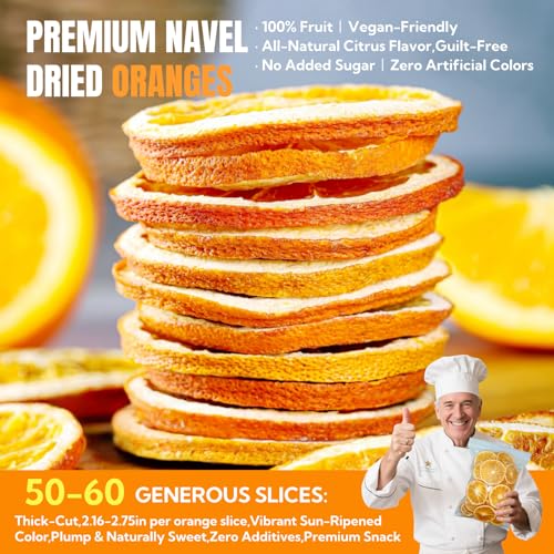 image for Luxsavia Dried Orange Slices 8.8oz(250g),Approx 50-60 Wheels,Dehydrate
