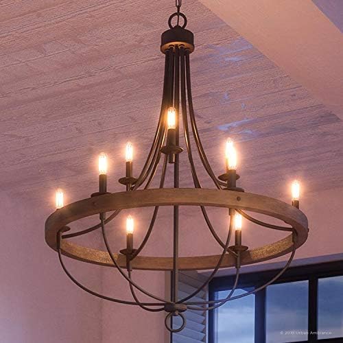 Urban Ambiance Luxury Modern Farmhouse Chandelier, Large Size: 40-1/2" x 35-1/4", with French Country Style Elements, Charcoal Finish, UHP2903 from The Adelaide Collection