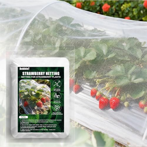 Garden Netting for Strawberry Plants 6.5x10 HDPE Fine Strawberry Bird Netting for Raised Bed Row Cover Screen Mesh Net Protecting Plant Mesh Cover for Fruit Tree Vegetable Flowers (6.5x10)