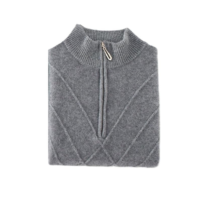 Pull en cachemire demi col roulé avec fermeture éclair pratique pour réguler la chaleur