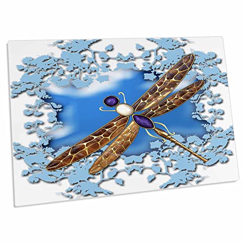 3dRose Dragonfly con Alas Bronce y Nubes Azules miniatura 1
