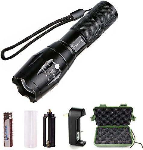 Fanos Bright LED Tactical Zoom/Focus Flashlight 5 Modes Water Resistant with Rechargeable Battery & Charger