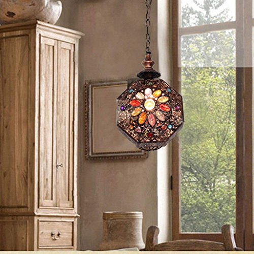 Chandelier méditerranéen vintage suspension lanterne en fer forgé