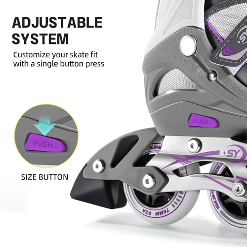 SUPER YOUNGSTER Women\'s Adjustable Inline Skate, Roller Skates Blades for Female Adults - Thumbnail 4