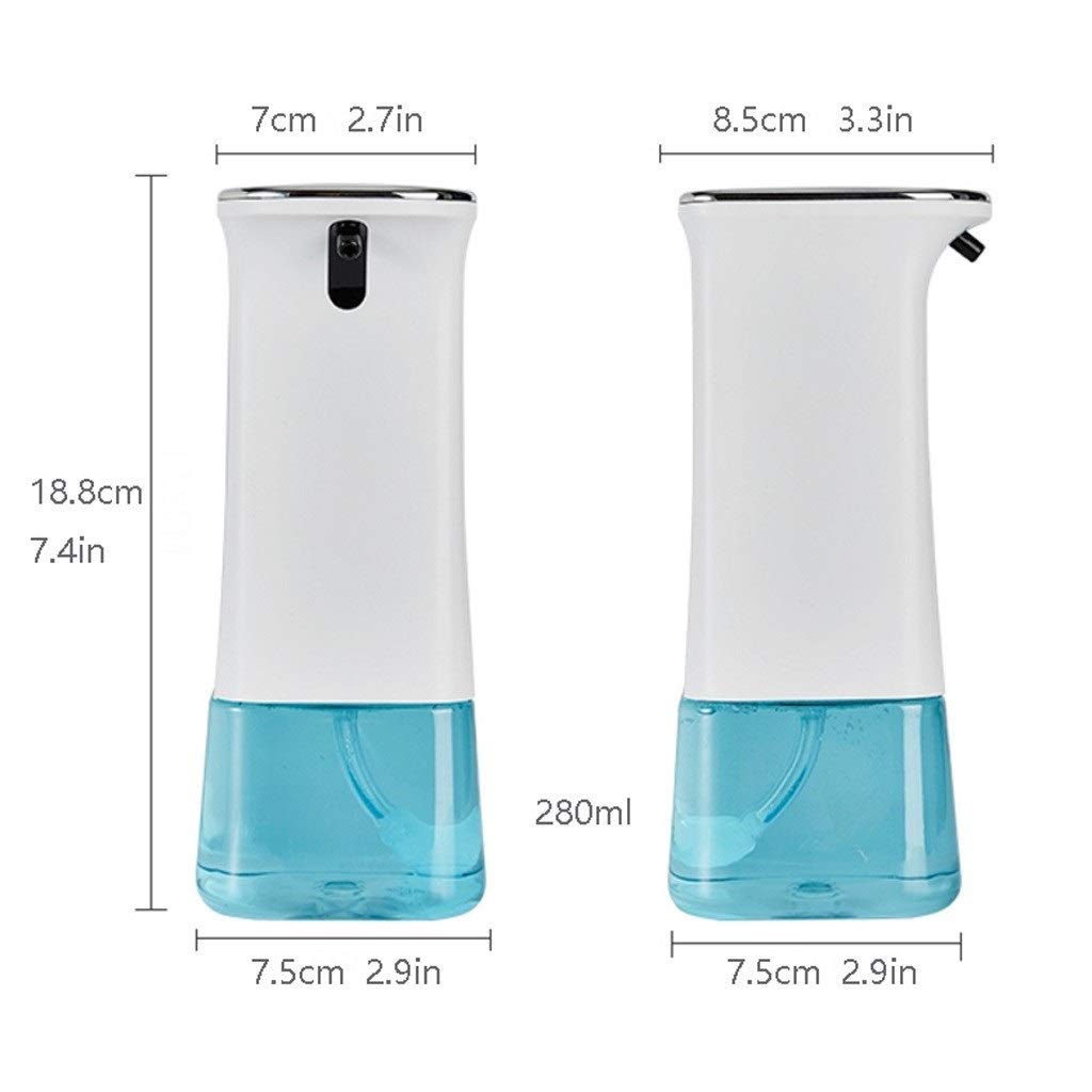 Seifenspender Automatischer Seifenspender 280ml, Touchless Schäumende Batteriebetriebene Elektro Auto for Badezimmer Küche Büro Hotel, Zwei Ebenen der Flüssigkeit Ausgangs Einstellbare, weiß