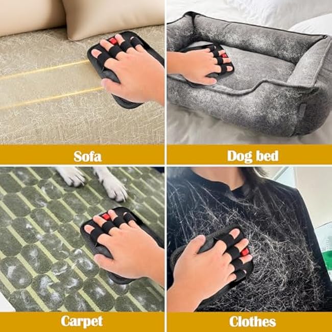 BABORUI Pet Hair Removal Glove - 2 Pack Electrostatic Gloves Pet Hair, Remover Glove Lint Rolls into Strips, Cat and Dog Hair Remover Tool for Furniture, Car, Couch, Carpet, Clothes-ppPad7BF
