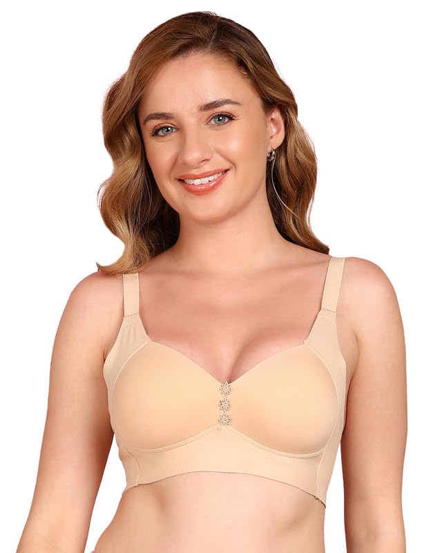 tweens Cotton Padded M-Frame Minimiser Bonded Bra for Women | Full Coverage M-Frame Neckline | Wire-Free | Light Padding | Breathable Cotton | Elastic-Free No Marks | Pack of 73-picture-9