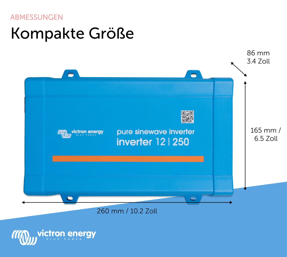 Victron Energy 250VA 12-Volt 230V AC Reiner Sinus Wechselrichter (IEC)