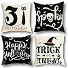 RioGree Halloween Decorations Pillow Covers 20x20 Set of 4 for Halloween Decor Indoor Outdoor, Party Supplies Farmhouse Home Decor Throw Pillows Cover Spider Web Cat Skull Decorative Cushion Case