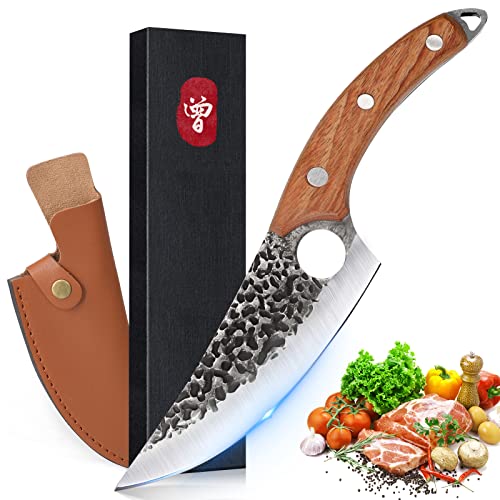 Zeng Butcher Knife, Viking Knife Boning Knife Hand Forged Hussk Japanese Knife With Sheath Kitchen Chef Knife Caveman Knife Ultimo Knives Fillet Knife Meat Cutting Knives For Bbq Deboning Vegetables #TOP8