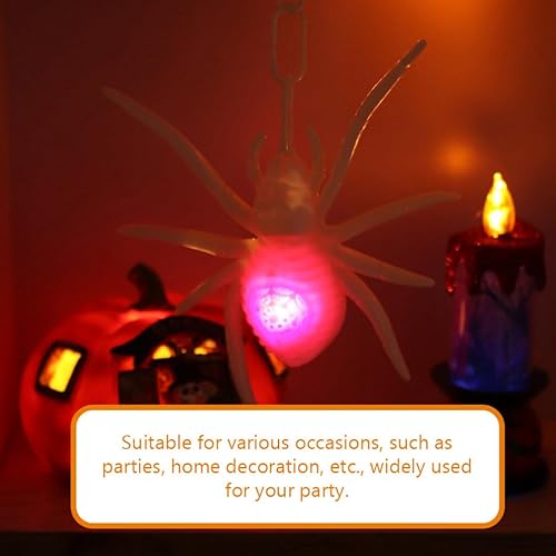 Miniatura 2 de Gadpiparty 2 arañas falsas que brillan en la oscuridad, arañas brillantes iluminadas, arañas brillantes de Halloween, arañas de plástico para