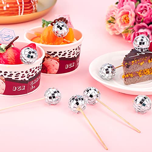 Gejoy HB-GEJOY-15040 20 Pieces Disco Ball Cupcake Toppers Disco Ball Cake Toppers 1970S Disco Ball Cake Decorations Mini Disco Balls Disco Theme Cake Picks thumb #1
