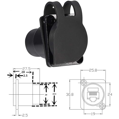 Miniatura 3 de 5 unids Panel de montaje en panel RJ45 IP65 impermeable PCB Panel de señal Cat55e 8P8C Conector Ethernet LAN Cable Conector de doble cabezal