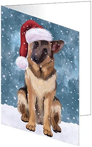 Let It Snow Christmas Happy Holidays German Shepherd Dog Greeting Cards - Adorable Pets Invitation Cards with Envelopes - Pet Artwork Christmas Greeting Cards GCD755 (20)